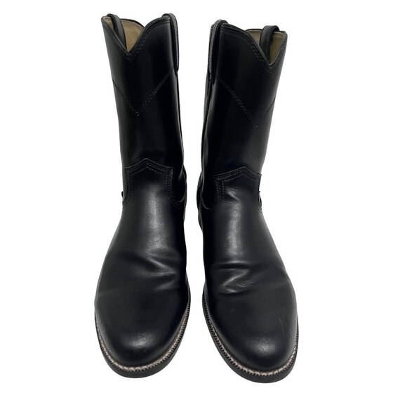 Justin Mens 10" Temple Roper Black Leather Western Cowboy Boots 10D Style JB3000 - Picture 3 of 11